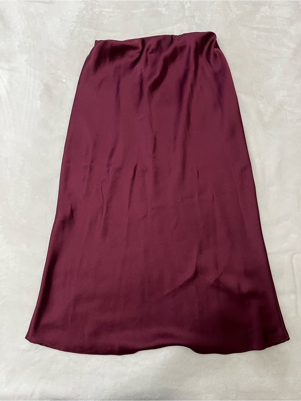 Zara Satin Midi Skirt - Wine
